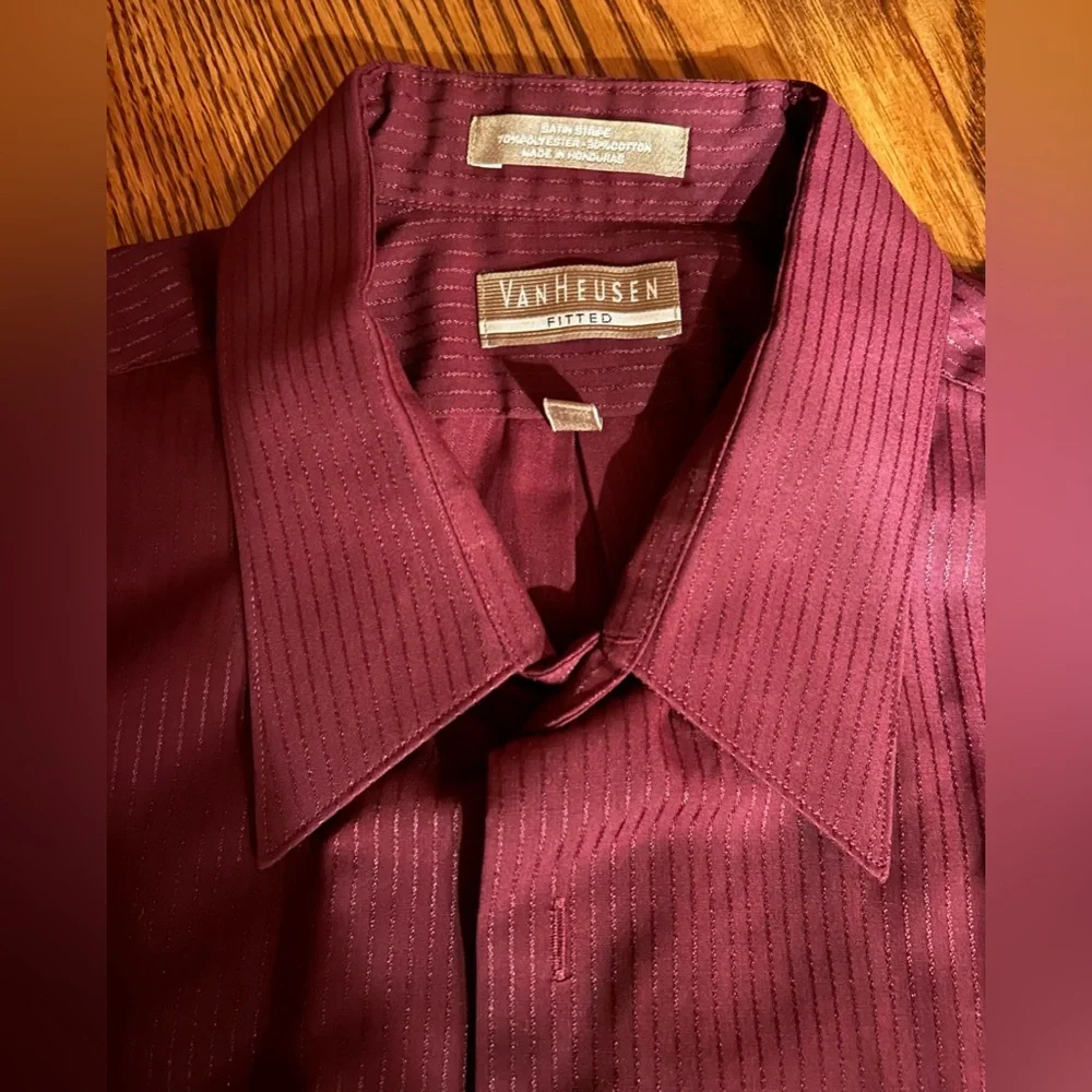 Men's Burgundy Dress Shirt - Picture 3 of 7